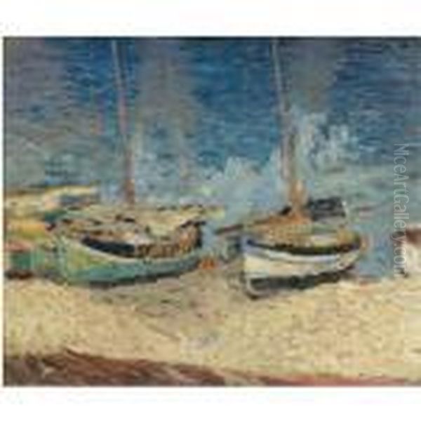 Quelques Barques Echouees Sur La Greve A Collioure - view 1
