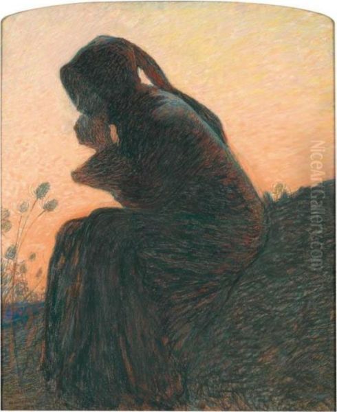Dante Meditant [, Dante Meditating, Pastel On Paper, Signed And Dated '00] - view 1