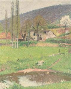 Une Ferme Dans Un Paysage by Henri Martin