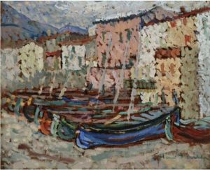 Les Barques Sur La Greve A Collioure by Henri Martin