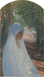 Jeune Femme Voilee De Blanc Dans La Foret