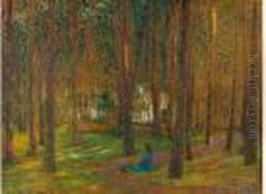 Personnage Assis Dans Une Pinede