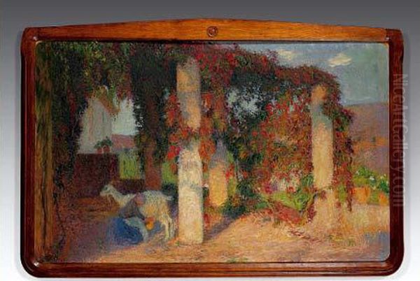 Automne, Chevriere Sous La Pergola A Marquayrol, Vers 1913 - view 1