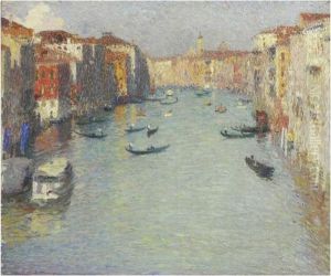 Gondoles Sur Le Grand Canal A Venise by Henri Martin
