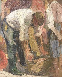"pecheurs Au Marche", Oil On Cradled Wood Panel "pecheurs Au Marche", Oil On Cradled Wood Panel