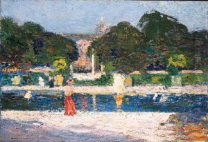 Le Petit Lac Aux Jardins Du Luxembourg by Henri Martin