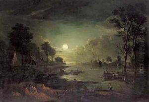 A moonlit river estuary