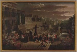 Ceremony In An Egyptian Temple Complex, With A Pharaoh Presiding