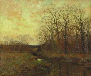 Autumn River Landscape by William Merritt Post