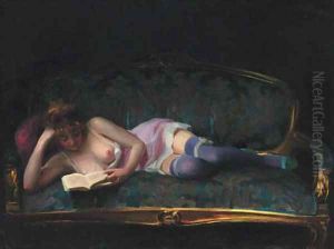 A reclining female nude by Emil Pap