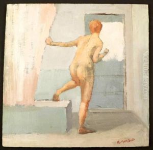 An Interior Scene With Nude Signed At The Lower Right Corner. by Arturo Martini