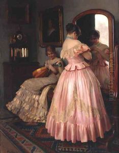 Two ladies relaxing in an interior by Emil Pap