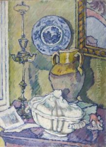 Interno Con Fiori E Zuppiera by Piero Marussig
