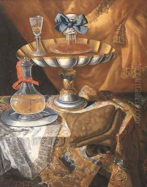 A wine glass on a silver-gilt tazza - view 1