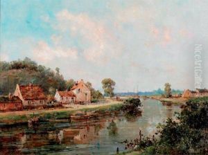 Les Bords De L'oise A Auvers Suroise by Gustave Mascart
