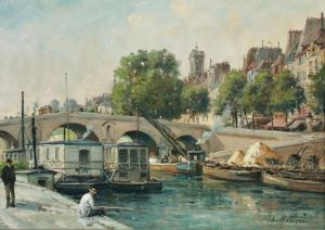 Les Bateaux-lavoirs Sur Les Quais by Gustave Mascart