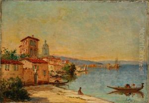 View Of A Mediterranean Coastal Town by Gustave Mascart