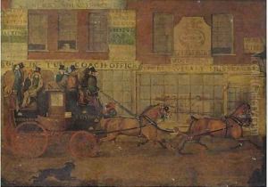 The London to Reading mail coach passing the Bolt-In-Tun General coach office by James Pollard
