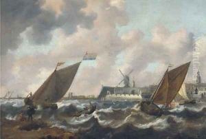 Shipping in choppy seas, a town beyond Shipping in choppy seas, a town beyond