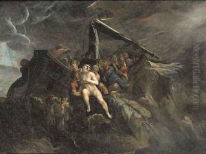 Jonah being thrown from the boat to the whale