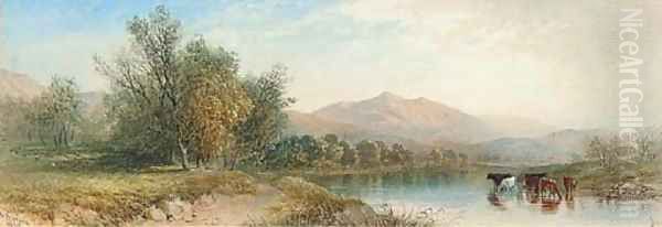 Cattle watering in the Highlands - view 1