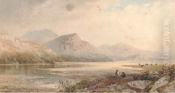 Figures relaxing, near Dolgelley - view 1