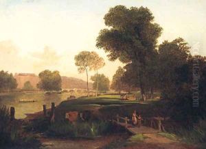 Figures in a Meadow with Richmond Bridge beyond