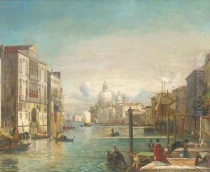 Gondolas on the Grand Canal, Venice by Alfred Pollentine