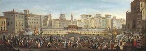 The Piazza Sante Croce Florence, looking North, with the Festa del Calcio - view 1