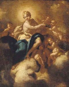 Flora with putti on a nimbus