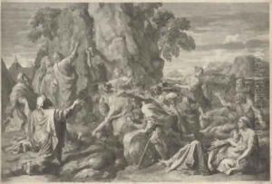 Moses Striking the Rock, by Claudia Stella by Nicolas Poussin