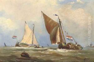 In full sail by Albert Jurardus Van Prooyen