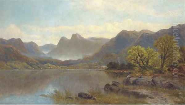 Sailing boats on a lake in a mountainous landscape - view 1