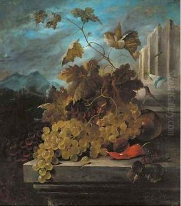 Grapes On A Vine With A Chilli by James Poulton