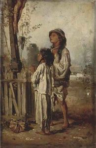 A prayer at the cross by August Xaver Karl von Pettenkofen