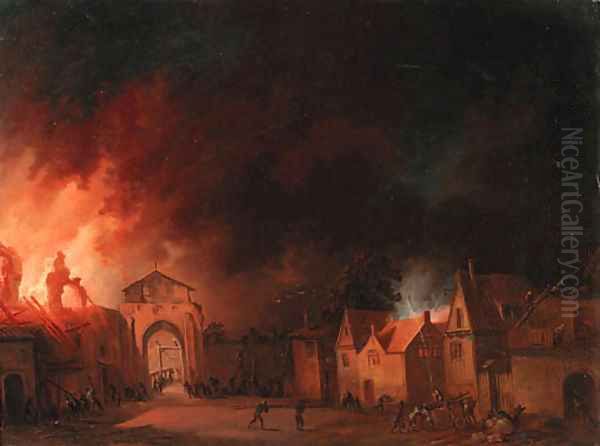 A view of a village on fire - view 1