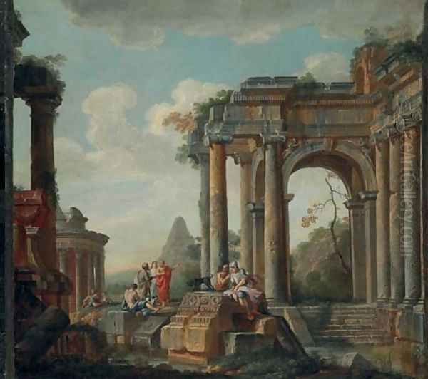 A capriccio of classical ruins, the Pyramid of Cestius and Temple of the Sibyl beyond - view 1
