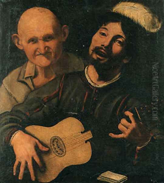 A guitar player and an old man attending - view 1