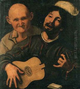 A guitar player and an old man attending by Pietro Paolini