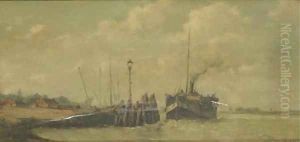 Aankomst der stoomboot aan Rozenburg arrival of the steamship by Henri Louis Permeke