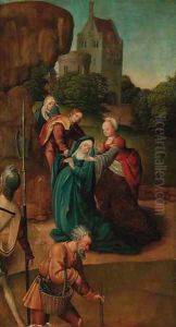 The Madonna swooning at the foot of the Cross with the three Marees by Jan Provost