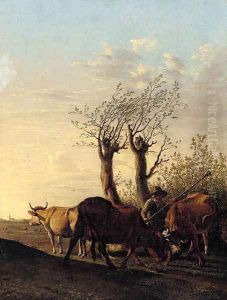 A cowherd in a landscape by Paulus Potter