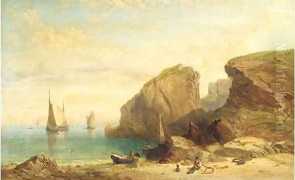 Figures in a peaceful cove - view 1