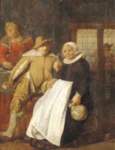 Figures in an interior by Hendrick Gerritsz Pot