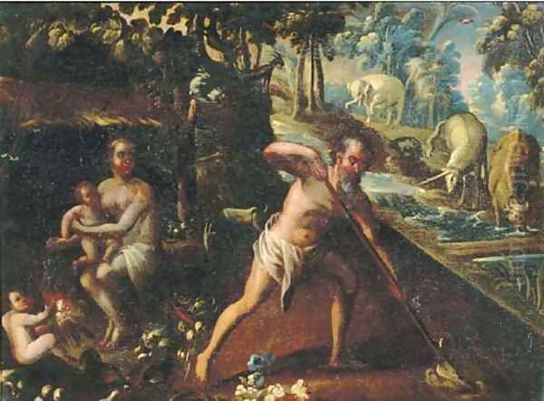 Adam and Eve with Cain and Abel after the Expulsion from the Garden of Eden by Lodovico Pozzoserrato (see Toeput, Lodewijk)