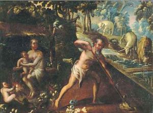 Adam and Eve with Cain and Abel after the Expulsion from the Garden of Eden by Lodovico Pozzoserrato (see Toeput, Lodewijk)