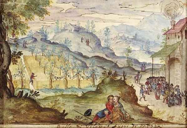 Country People Arriving To A Village Dance - view 1