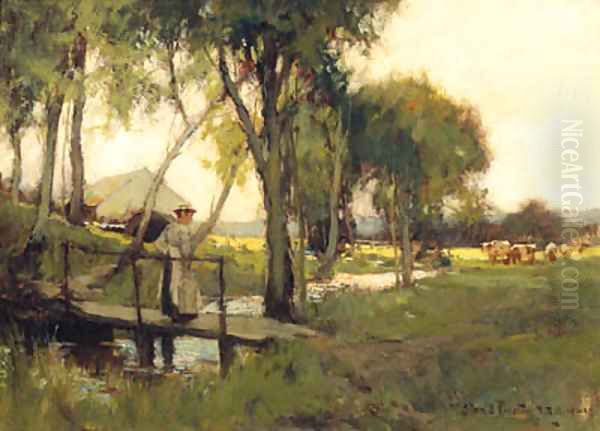 And A Girl On A Bridge Over A Stream - view 1