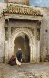 Figures before an archway, Tangier
