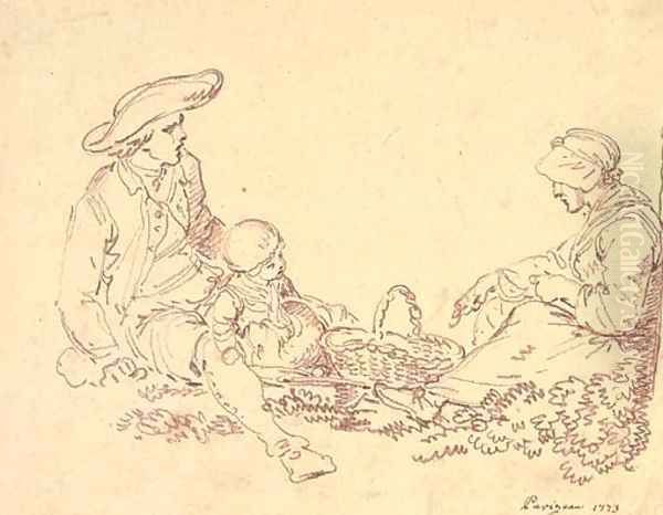 A peasant couple with a child - view 1